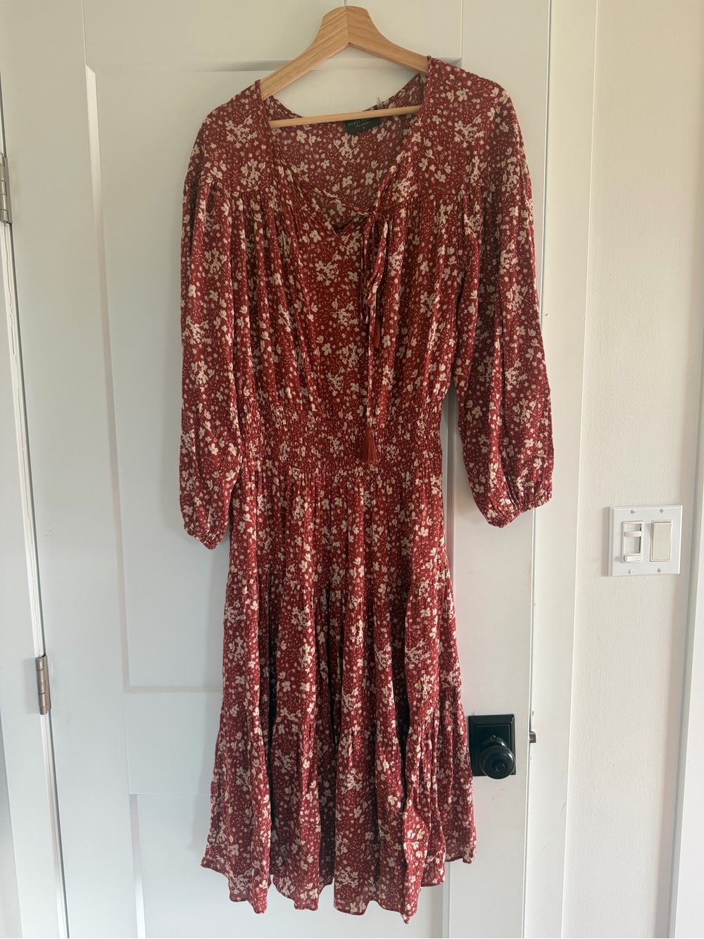 Dress Forum Rust Floral Tie-Neck Midi Dress